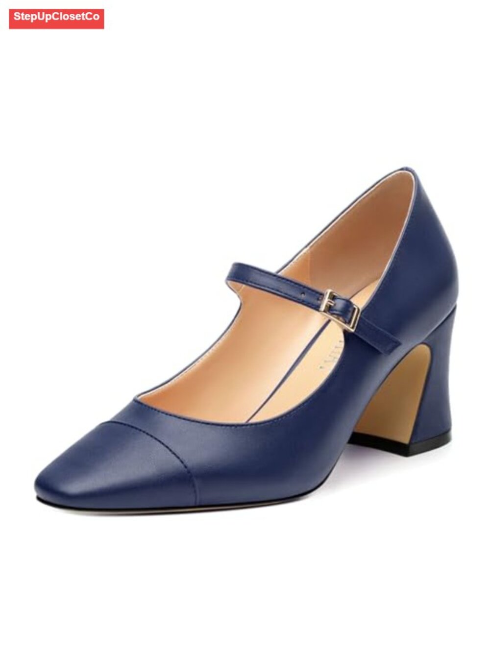 Patent Mary Jane Pumps Square Toe Chunky Heels 2.5 Inch Block Heel Work Dress